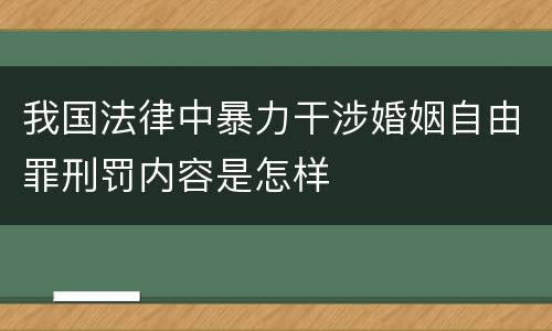 我国法律中暴力干涉婚姻自由罪刑罚内容是怎样