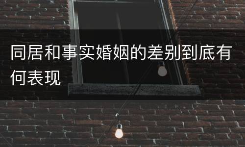 同居和事实婚姻的差别到底有何表现