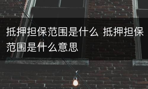 抵押担保范围是什么 抵押担保范围是什么意思