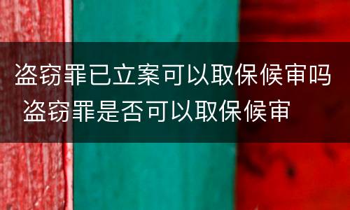 盗窃罪已立案可以取保候审吗 盗窃罪是否可以取保候审
