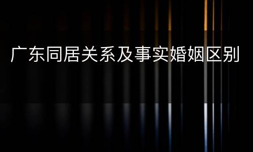 广东同居关系及事实婚姻区别