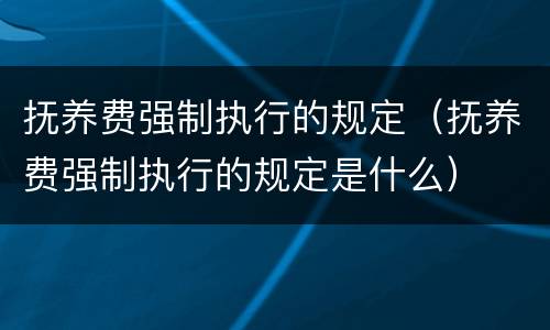 抚养费强制执行的规定（抚养费强制执行的规定是什么）