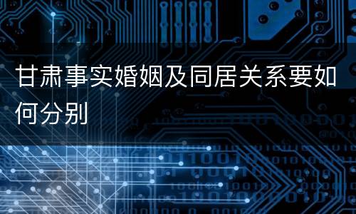 甘肃事实婚姻及同居关系要如何分别