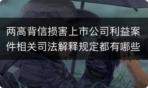 两高背信损害上市公司利益案件相关司法解释规定都有哪些