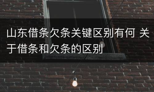 山东借条欠条关键区别有何 关于借条和欠条的区别