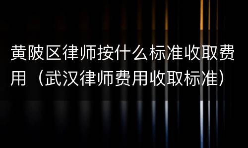 黄陂区律师按什么标准收取费用（武汉律师费用收取标准）