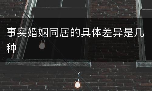 事实婚姻同居的具体差异是几种
