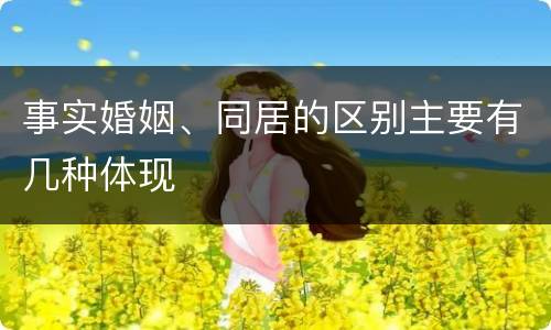 事实婚姻、同居的区别主要有几种体现