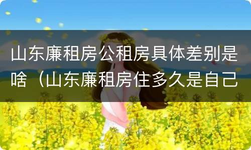 山东廉租房公租房具体差别是啥（山东廉租房住多久是自己的）
