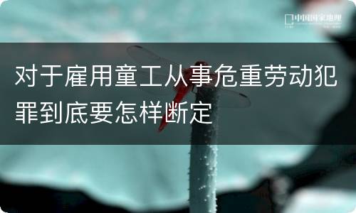 对于雇用童工从事危重劳动犯罪到底要怎样断定