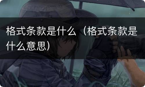 格式条款是什么（格式条款是什么意思）