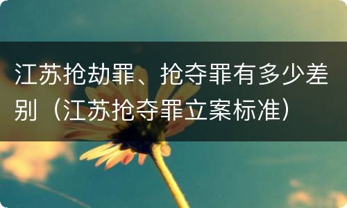 江苏抢劫罪、抢夺罪有多少差别（江苏抢夺罪立案标准）