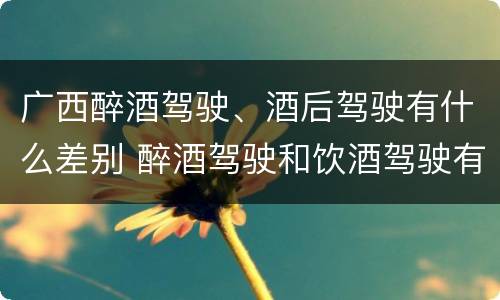 广西醉酒驾驶、酒后驾驶有什么差别 醉酒驾驶和饮酒驾驶有什么区别