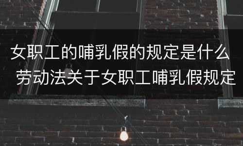 女职工的哺乳假的规定是什么 劳动法关于女职工哺乳假规定