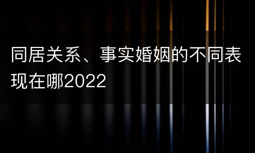 同居关系、事实婚姻的不同表现在哪2022