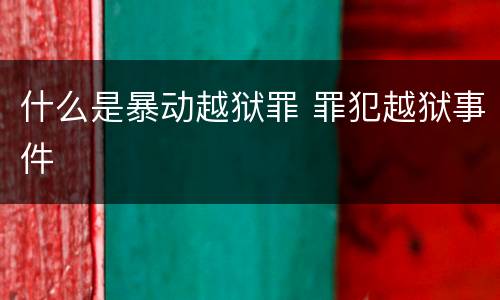 什么是暴动越狱罪 罪犯越狱事件