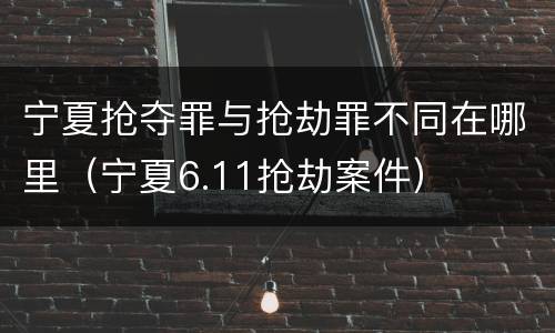 宁夏抢夺罪与抢劫罪不同在哪里（宁夏6.11抢劫案件）