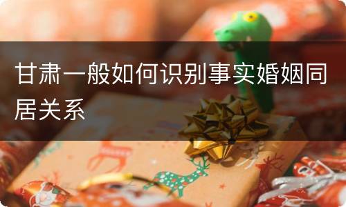 甘肃一般如何识别事实婚姻同居关系