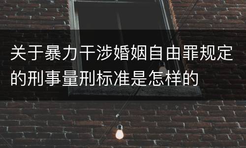 关于暴力干涉婚姻自由罪规定的刑事量刑标准是怎样的