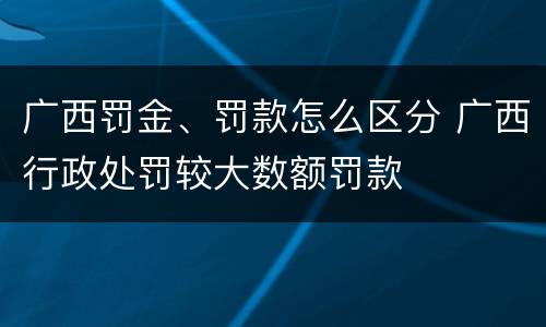 广西罚金、罚款怎么区分 广西行政处罚较大数额罚款