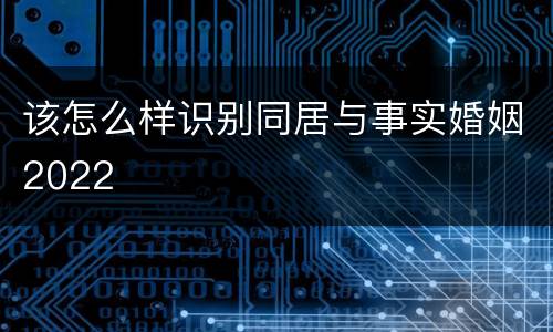 该怎么样识别同居与事实婚姻2022
