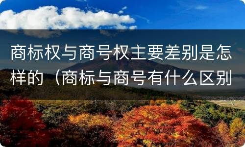 商标权与商号权主要差别是怎样的（商标与商号有什么区别）
