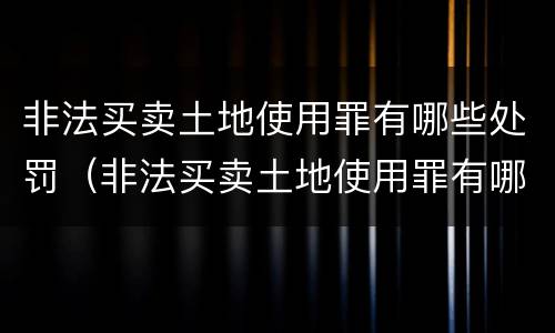 非法买卖土地使用罪有哪些处罚（非法买卖土地使用罪有哪些处罚依据）