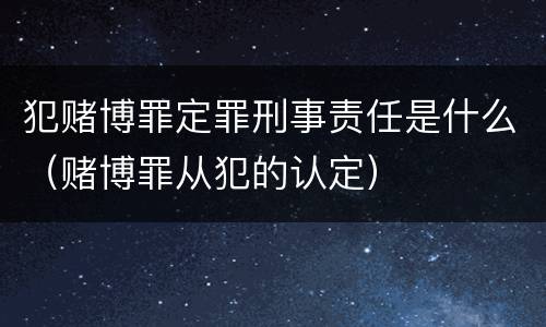 犯赌博罪定罪刑事责任是什么（赌博罪从犯的认定）