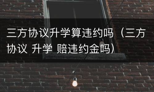 三方协议升学算违约吗（三方协议 升学 赔违约金吗）