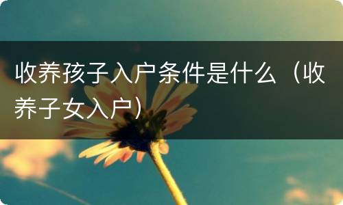 收养孩子入户条件是什么（收养子女入户）