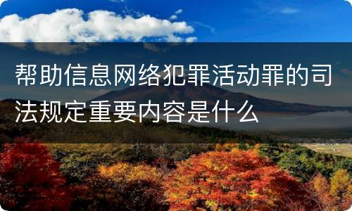 帮助信息网络犯罪活动罪的司法规定重要内容是什么