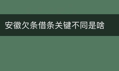安徽欠条借条关键不同是啥
