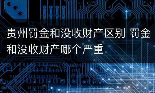 贵州罚金和没收财产区别 罚金和没收财产哪个严重
