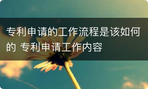 专利申请的工作流程是该如何的 专利申请工作内容