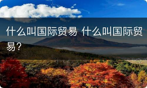 什么叫国际贸易 什么叫国际贸易?