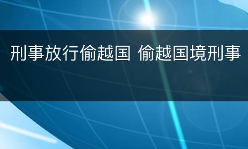 刑事放行偷越国 偷越国境刑事