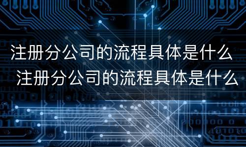 注册分公司的流程具体是什么 注册分公司的流程具体是什么意思