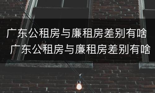 广东公租房与廉租房差别有啥 广东公租房与廉租房差别有啥影响