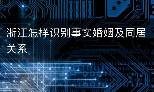 浙江怎样识别事实婚姻及同居关系