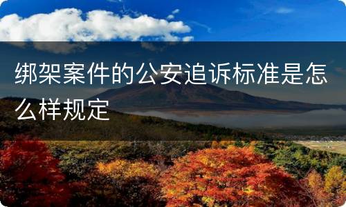 绑架案件的公安追诉标准是怎么样规定