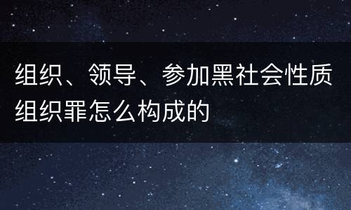 组织、领导、参加黑社会性质组织罪怎么构成的