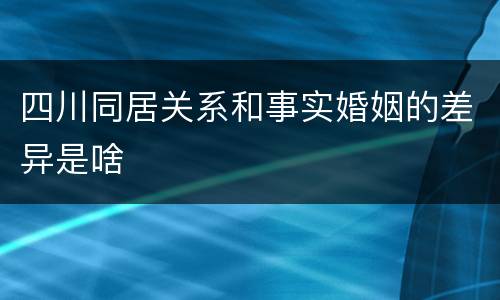 四川同居关系和事实婚姻的差异是啥