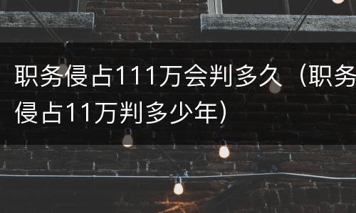 职务侵占111万会判多久（职务侵占11万判多少年）
