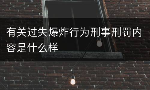 有关过失爆炸行为刑事刑罚内容是什么样
