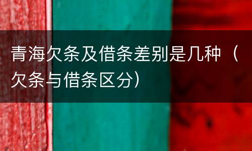 青海欠条及借条差别是几种（欠条与借条区分）