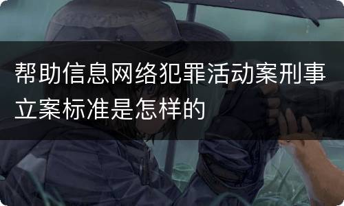帮助信息网络犯罪活动案刑事立案标准是怎样的