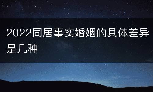 2022同居事实婚姻的具体差异是几种