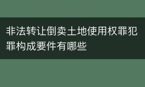 非法转让倒卖土地使用权罪犯罪构成要件有哪些