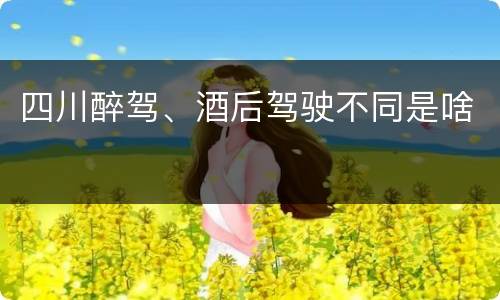 四川醉驾、酒后驾驶不同是啥