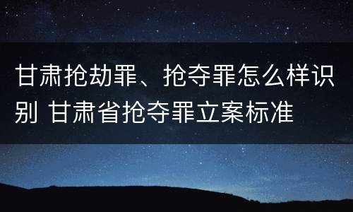 甘肃抢劫罪、抢夺罪怎么样识别 甘肃省抢夺罪立案标准